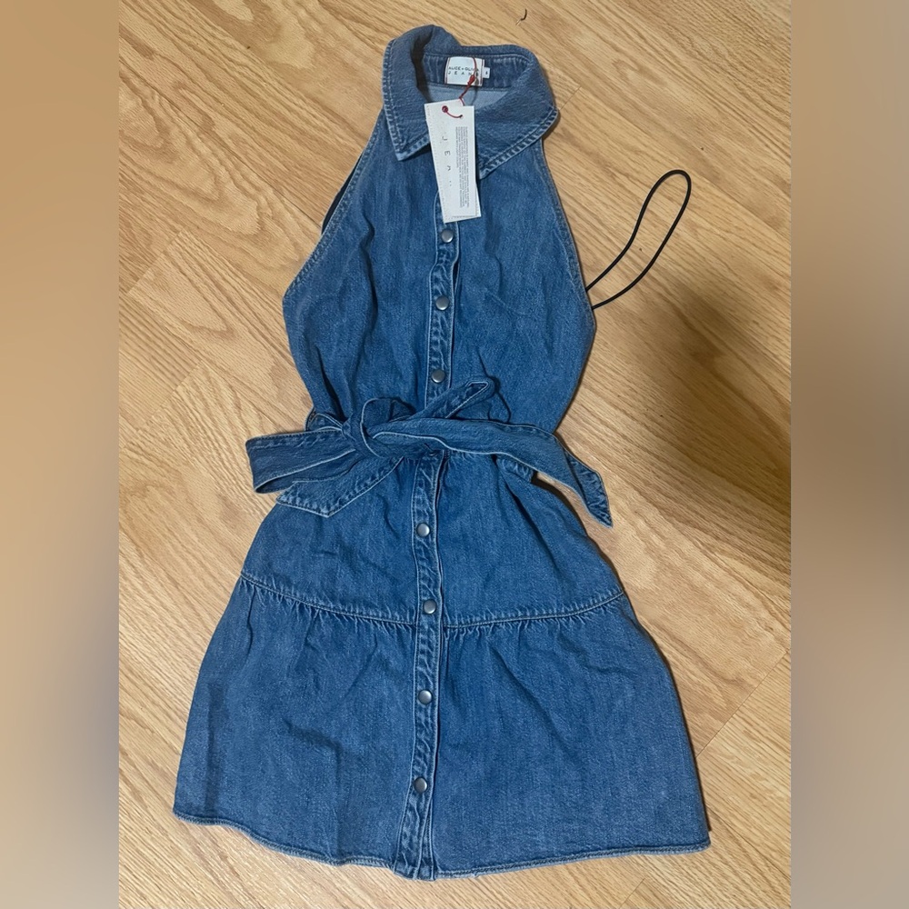 Alice + Olivia Blue Denim Mini Dress - Picture 3 of 3